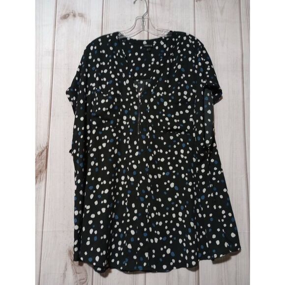 Torrid‎ Shirt Ladies 3x Black Dolman Sleeve Cheetah Polka Dot Semi Sheer - Picture 1 of 7